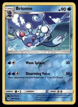 Brionne 40/149 Uncommon SM Base Set Pokemon Reverse Holo Lightly Played - Image 1