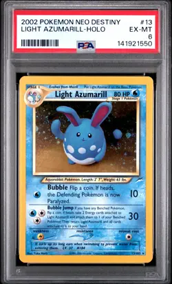 2002 POKEMON NEO DESTINY #13 LIGHT AZUMARILL-HOLO PSA 6 - Image 1