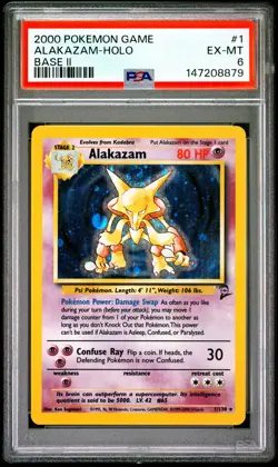 2000 POKEMON BASE SET 2 #1 ALAKAZAM-HOLO PSA 6 - Image 1