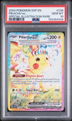 2024 Pokemon SV Surging Sparks SSP EN Pikachu Ex #238/191 Illustration PSA 10 - Image 1