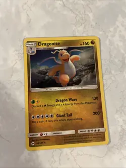 2017 Pokemon TCG Dragonite Sun & Moon 96/149 Cosmos Holo Moderately Played - Image 1
