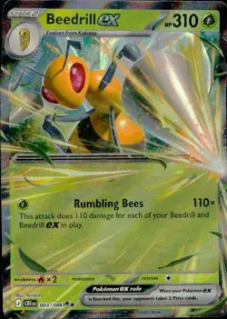Beedrill ex 003/086 Double Rare ME04: Chaos Rising Pokemon NM - Image 1