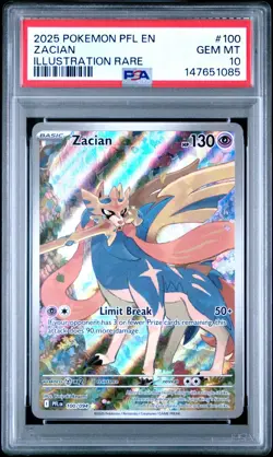2025 POKEMON PFL EN-PHANTASMAL FLAMES ILLUSTRATION RARE #100 ZACIAN PSA 10 - Image 1