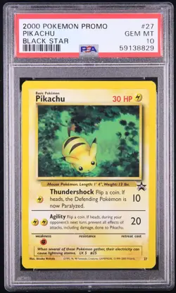 2000 PSA 10 POKEMON PROMO BLACK STAR #27 PIKACHU PSA 10 - Image 1