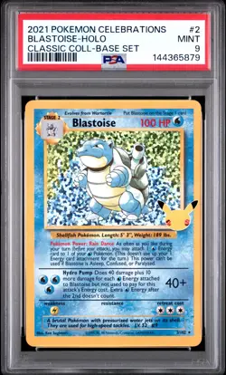 2021 Pokemon Celebrations Classic Collection BLASTOISE #2/102 MINT PSA 9 - Image 1