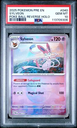 Pokemon Prismatic Evolutions #040 Sylveon Poke Ball Reverse Holo PSA 10 GEM MINT - Image 1