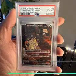 Pokemon Destined Rivals - Team Rocket's Meowth Illustration Rare PSA 10 #203/182 - Image 1