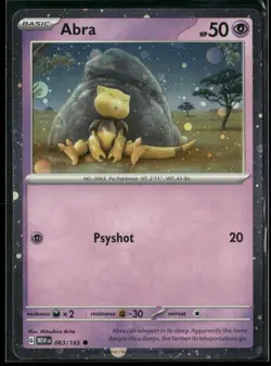 Pokemon - Abra 063/165 Cosmos Holo 151 NM SWIRL - Image 1