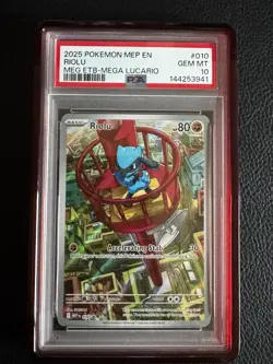 2025 POKEMON MEP EN-ME BLACK STAR PROMO #010 RIOLU PSA 10 - Image 1