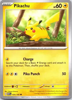 Pikachu 025/165 Common 151 Pokemon Near Mint - Image 1