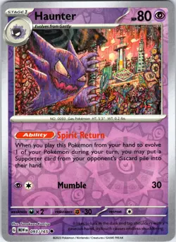 Haunter 093/165 Uncommon 151 Pokemon Reverse Holo Lightly Played - Image 1