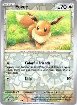 Eevee 133/165 Common 151 Pokemon Reverse Holo Near Mint - Image 1
