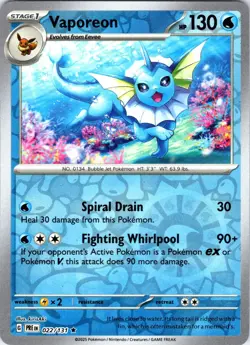Vaporeon 022/131 Holo Rare Prismatic Evolutions Pokemon Reverse Holo Near Mint - Image 1