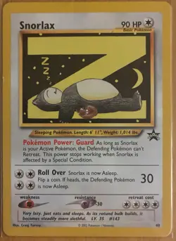 Pokemon TCG Snorlax Card Black Star Promo Card 49/53 WOTC - Image 1