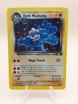 Dark Machamp Holo Rare Team Rocket 10/82 Pokemon Card - WOTC 1999 SWIRL - Image 1