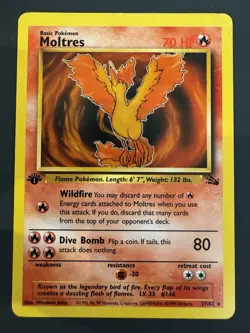 1st Edition Moltres | 27/62 | Fossil | Regular | MP | WOTC Vintage Pokemon Card - Image 1
