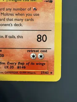 1st Edition Moltres | 27/62 | Fossil | Regular | MP | WOTC Vintage Pokemon Card - Image 5