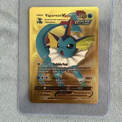 Vaporeon Vmax Gold Foil Fan Art Vinyl Textured Collector Pokemon Card HP 320 - Image 4