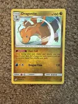 Pokemon TCG Sun & Moon Dragonite Card 119/181 Cosmos Holo Rare Bleed With Swirl - Image 1