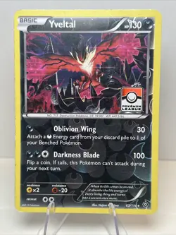 DAMAGED Yveltal 65/114 Reverse Holo League & Championship AUTHENTIC Pokemon Card - Image 1