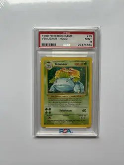 1999 Pokemon Game Base Set Unlimited Venusaur Holo Rare 15/102 #15 PSA 9 MINT - Image 1