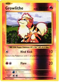 Growlithe 17/108 Common Evolutions Pokemon Reverse Holo Lightly Played - Image 1