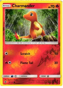 Charmander 18/147 Common Burning Shadows Pokemon Reverse Holo Near Mint - Image 1