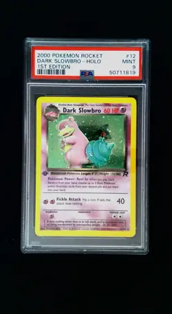 Dark Slowbro (9) 1st Ed. Team Rocket Holo Rare 12/82 2000 Pokemon TCG PSA 9 - Image 1