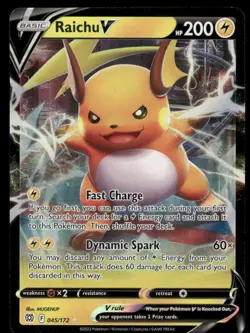 Pokemon Cards Raichu V 045/172 Brilliant Stars Holo V Rare NM *3 - Image 1