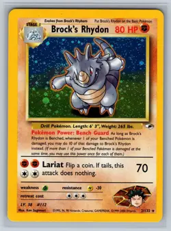 Brock's Rhydon 2/132 Holo Rare Gym Heroes Pokemon Near Mint Swirl - Image 1