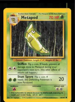 Metapod 54/102 Common Base Set Unlimited Pokemon Near Mint - Image 1