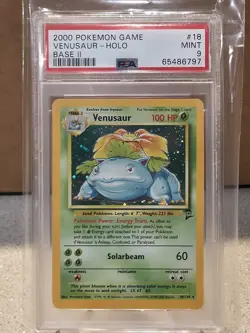 2000 Pokemon Venusaur Holo #18 Base II PSA 9 - Image 2