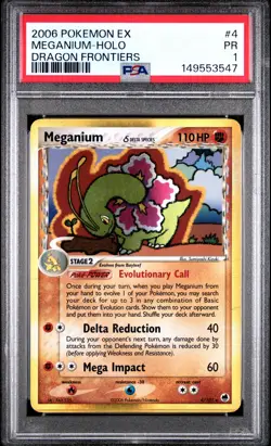 2006 POKEMON EX DRAGON FRONTIERS #4 MEGANIUM-HOLO PSA 1 - Image 1