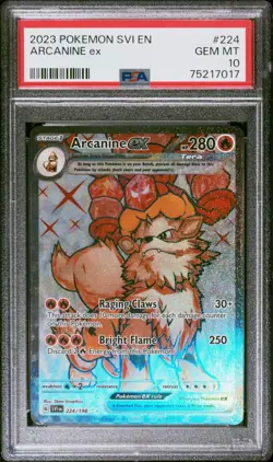 Arcanine ex #224 Pokemon Scarlet & Violet PSA 10 - Image 1