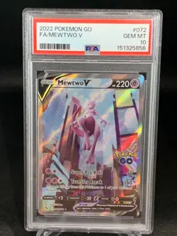 2022 Pokemon SWSH Pokemon GO Mewtwo V #072/078 PSA 10 GEM MINT - Image 1