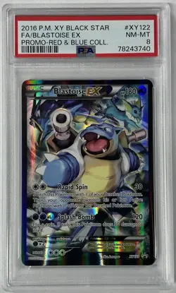 PSA 8 Near Mint 2016 Pokemon Blastoise EX Full Art XY122 Black Star Promo - Image 1