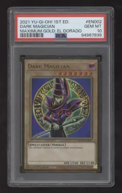 2021 YuGiOh Maximum El Dorado 1st MGED-EN002 Dark Magician PREM GOLD RARE PSA 10 - Image 1