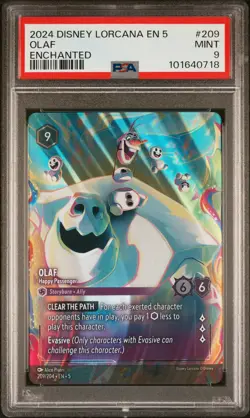 2024 DISNEY LORCANA EN 5-SHIMMERING SKIES ENCHANTED OLAF - HAPPY PASSENGER PSA 9 - Image 1