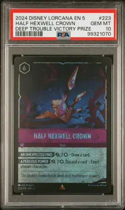 2024 DISNEY LORCANA EN 5-SHIMMERING SKIES #223 HALF HEXWELL CROWN PSA 10 - Image 1