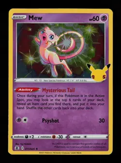 Mew 011/025 Holo Rare Celebrations Pokemon Cards - Image 1