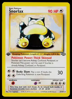 Pokemon Card Snorlax 27/64 Jungle 1st Edition Rare - Image 1