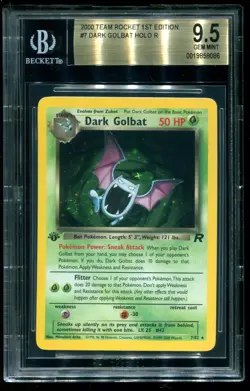BGS 9.5 Dark Golbat 1st Edition Holo Rare Team Rocket 2000 Pokemon Card #7 - Image 1