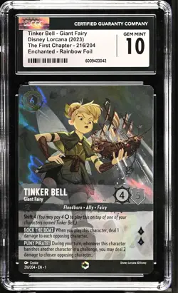 Disney Lorcana GRADED Tinker Bell Giant Fairy 216/204 Enchanted 10 CGC - Image 1