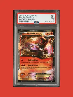 2015 POKEMON XY BREAKTHROUGH #21 HOUNDOOM EX PSA 7 - Image 1
