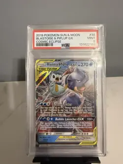 Pokemon Blastoise & Piplup GX 38/236 Sm-Cosmic Eclipse Ultra Rare Holo PSA 9 💎 - Image 1