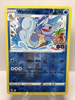 Pokemon Wartortle 016/078 Pokemon GO Uncommon Reverse Holo NM - Image 1