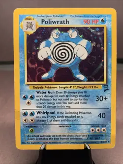 Pokemon TCG Poliwrath 15/130 Base Set 2 Unlimited Holo Rare WOTC VTG 2000 HP - Image 1