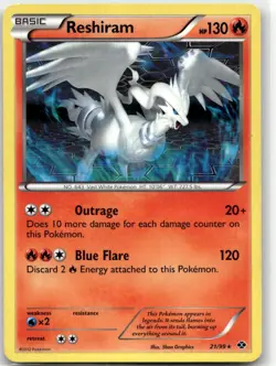 Reshiram 21/99 Rare Next Destinies Pokemon LP - Image 1