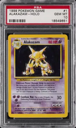1999 POKEMON BASE SET UNLIMITED #1 ALAKAZAM-HOLO PSA 10 - Image 1
