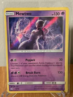 Mewtwo 12/18 Ultra Rare Detective Pikachu Pokemon Heavily Played - Image 1